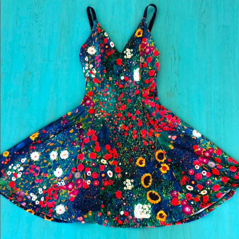 Klimt Floral Strappy Skater Dress